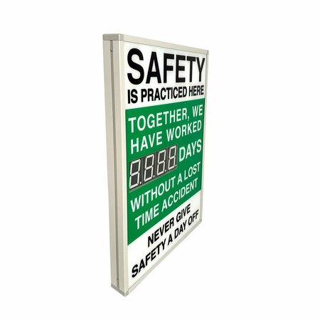 5S Supplies Digital LED Safety Scoreboard Signs with Frame, Safety Is Practiced Here Lead the Way SAFETY-LED- SIPH LTW